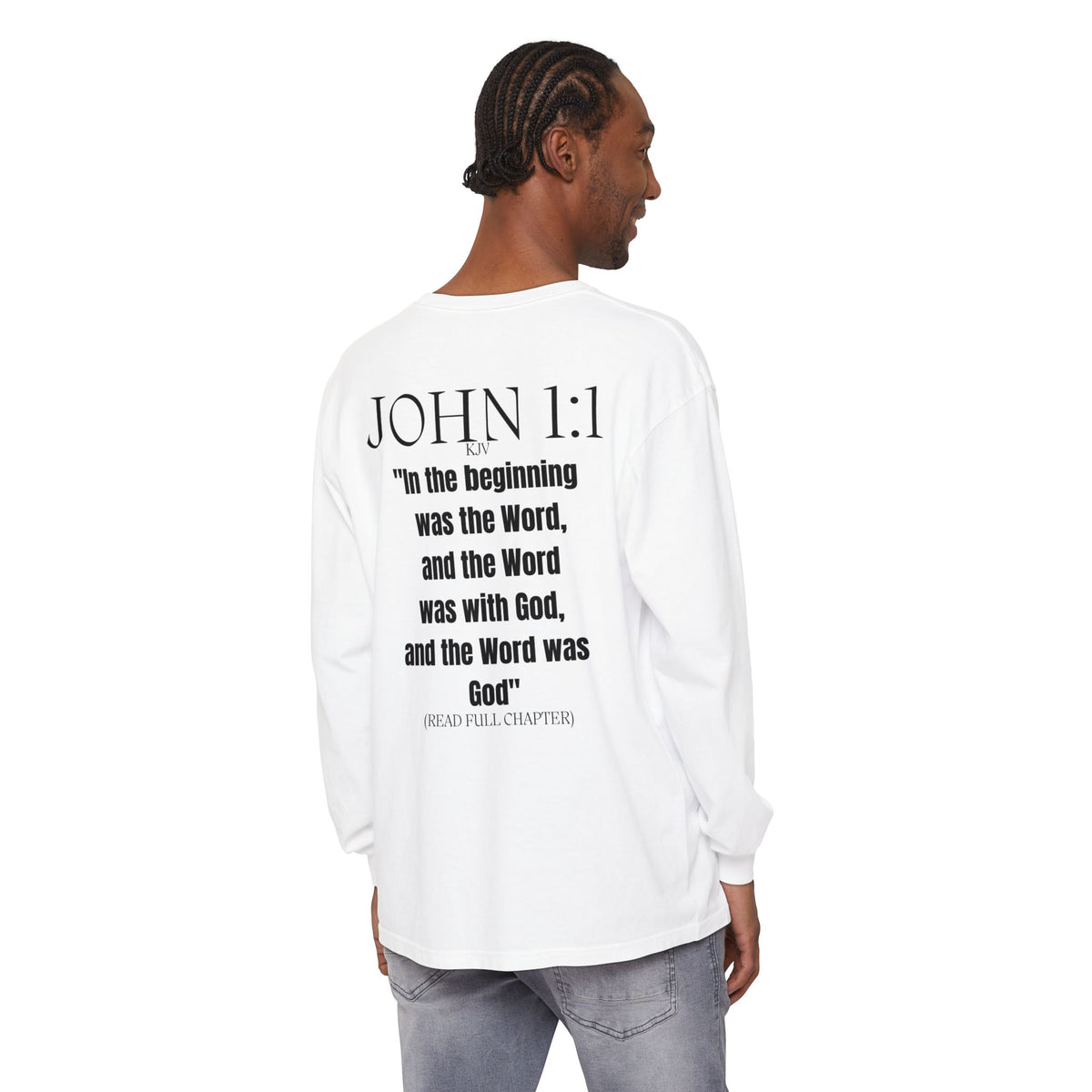 John 1:1 Scripture Long Sleeve Tee — "And John Said..." Christian Bible Verse Shirt